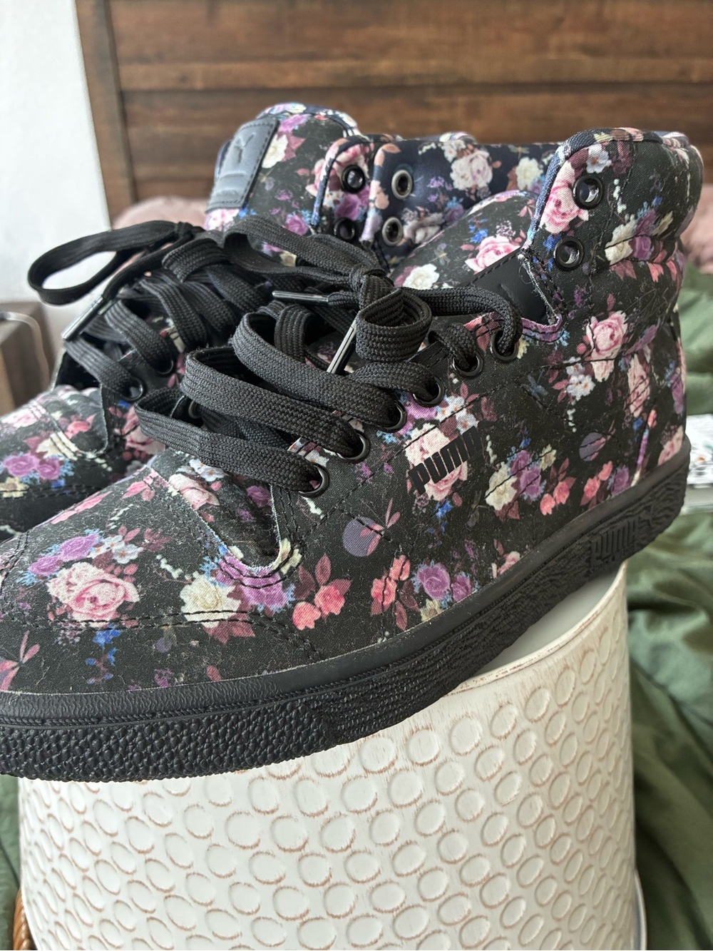 Puma x Tabitha Simmons Black Floral High-Top Women's Sneakers